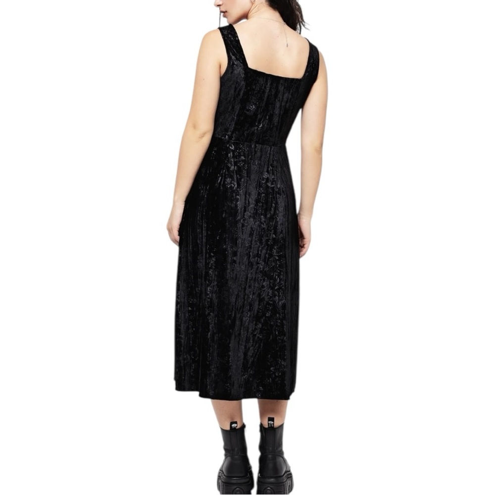 Disturbia Maggie Tie Front Apron Midi Dress in Black size 6 Floral Velour NWT - Picture 2 of 13